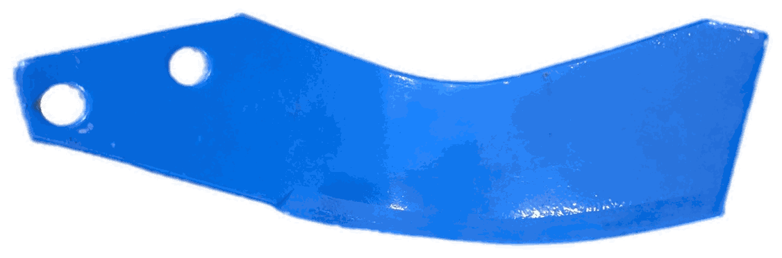 Blue rotavator blade, flat profile